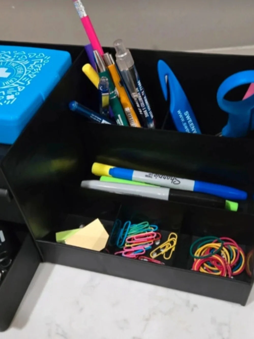 Black Jewelry and Accessory Organizer with Divided Compartments